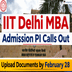 IIT Delhi MBA Admission PI Calls Out @iitd.ac.in; Upload Documents by February 28